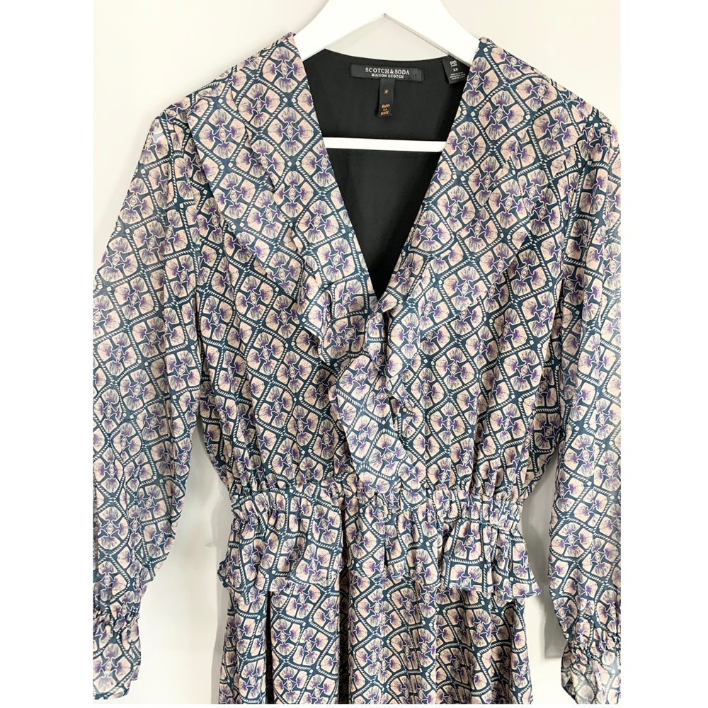 Scotch & Soda Ruffle Chiffon Long Sleeve Dress - Picture 8 of 11